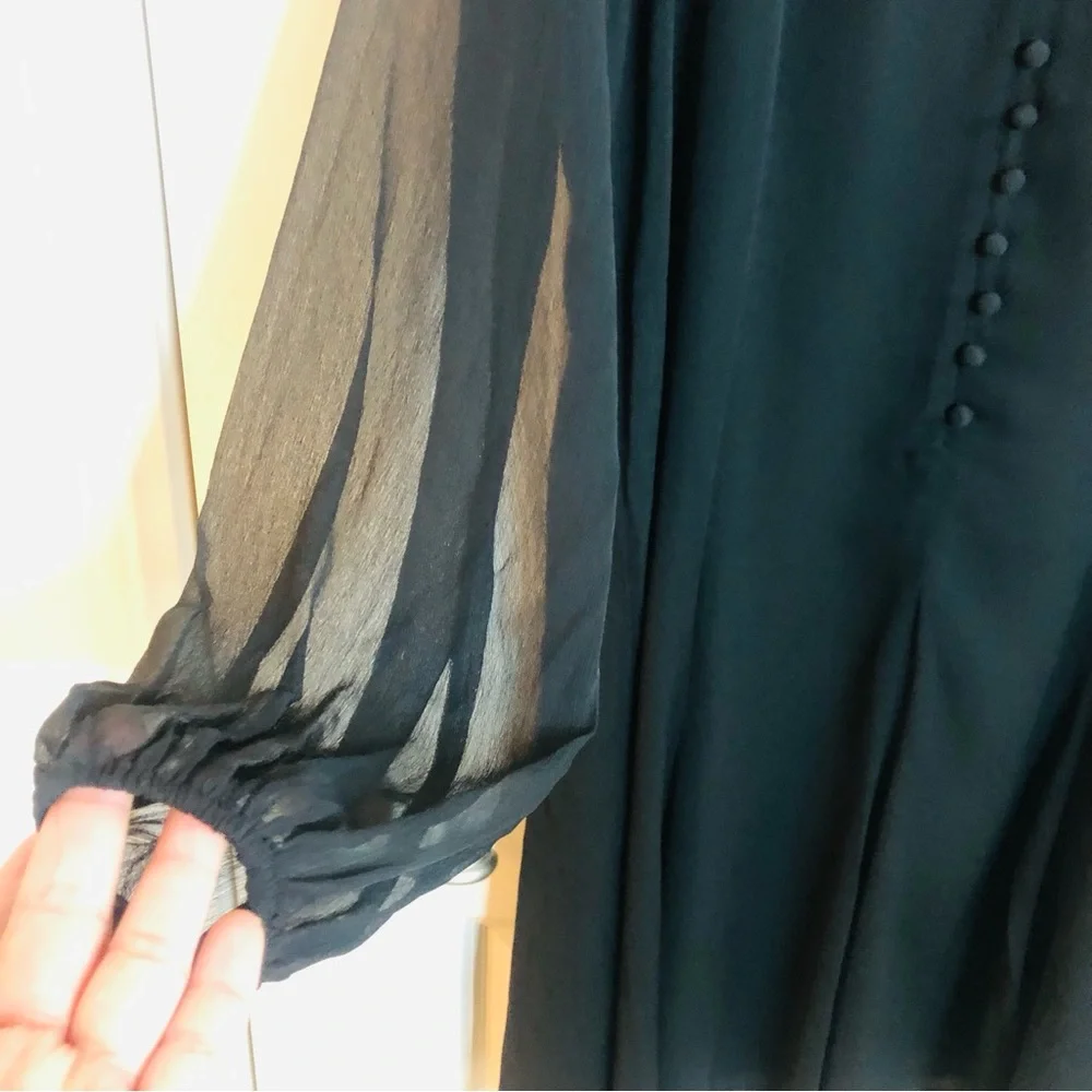 NWT New Joie Balloon Sleeve Dress, Caviar black color, MSRP $378 - Picture 8 of 9